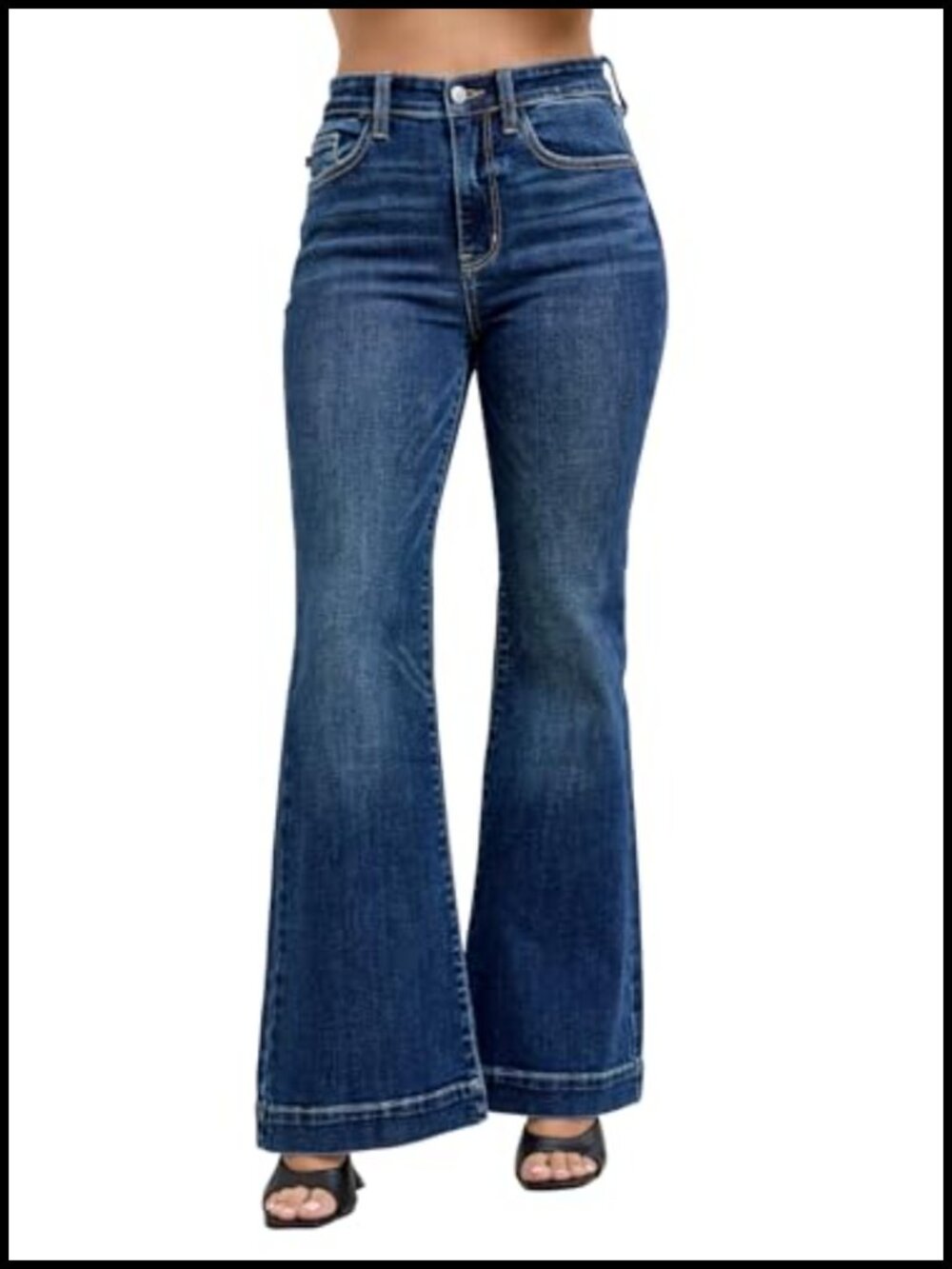 High Waisted Petite Trouser Flare Jeans